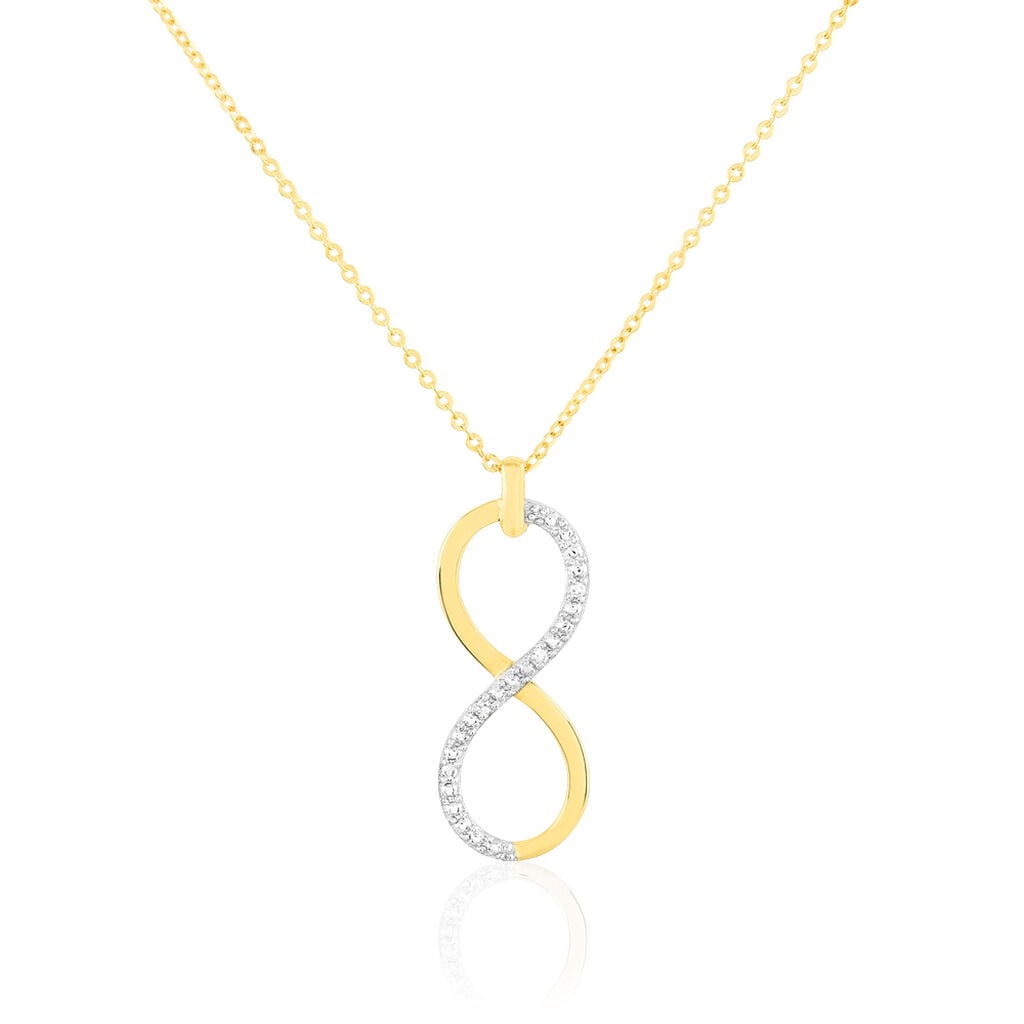 🦚 Damen Collier Gold 375 Diamant 0,01ct Unendlichkeit Infino, Collier mit Stein Unkategorisiert online kaufen