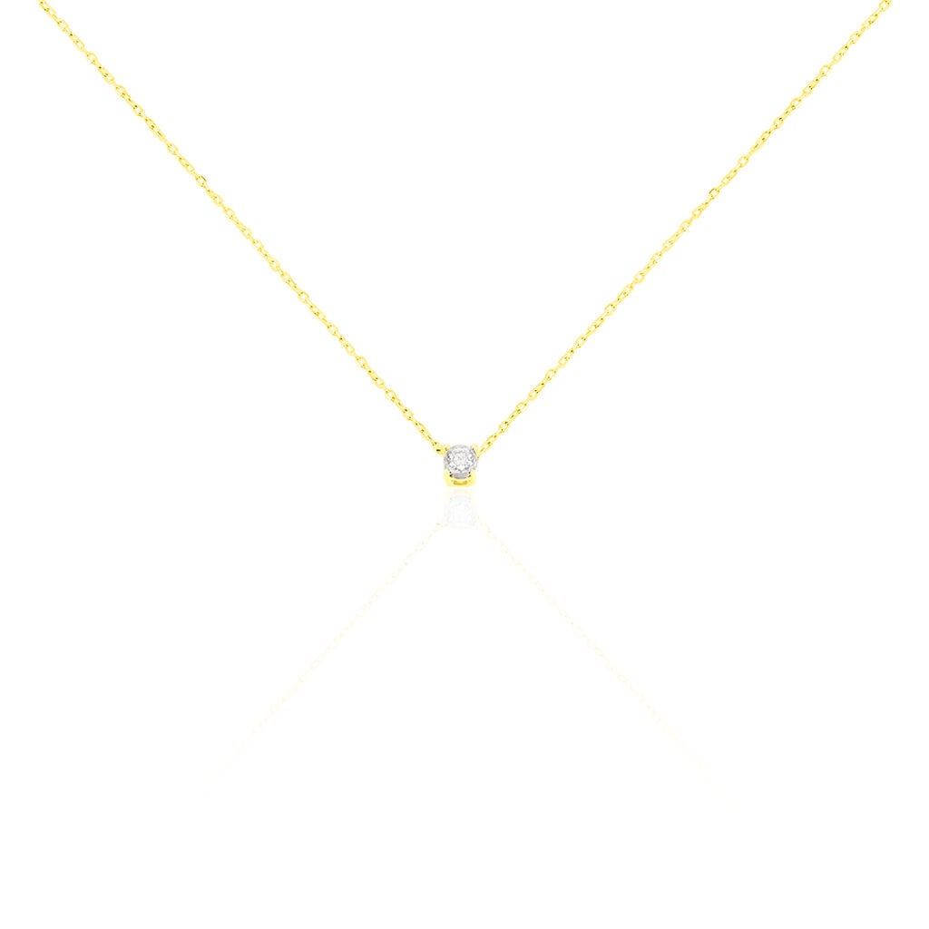 🦚 Damen Collier Gold 375 Diamant 0,08ct Illusion Pastille, Collier mit Stein Unkategorisiert online kaufen
