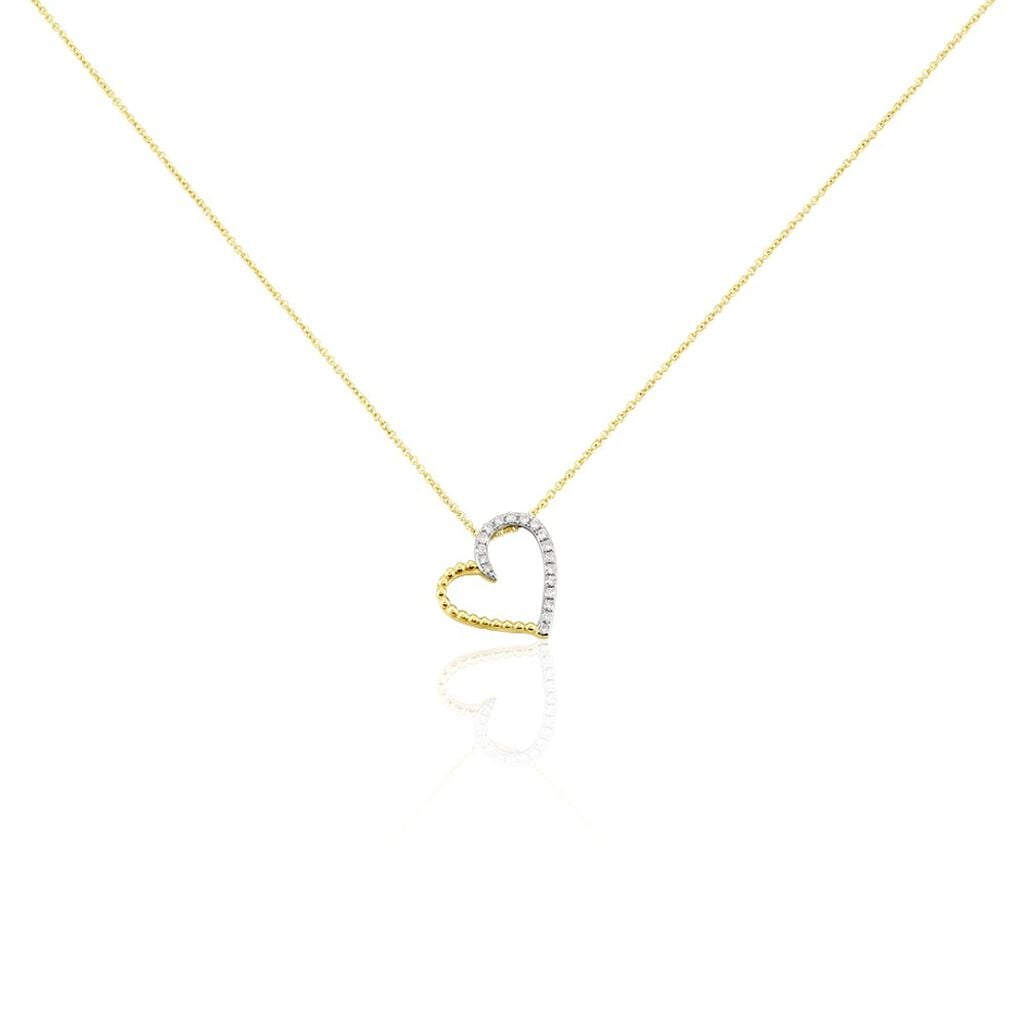 🦚 Damen Collier Gold 375 Diamant 0,11ct Herz Herz Modern 0,95mm, Collier mit Stein Unkategorisiert online kaufen