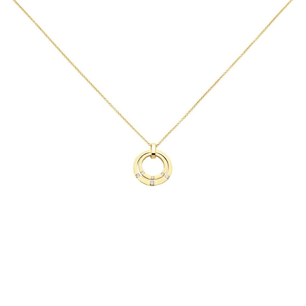 🦚 Damen Collier Gold 375 Diamant 0,17ct Ambre 16,60mm, Collier mit Stein Unkategorisiert online kaufen