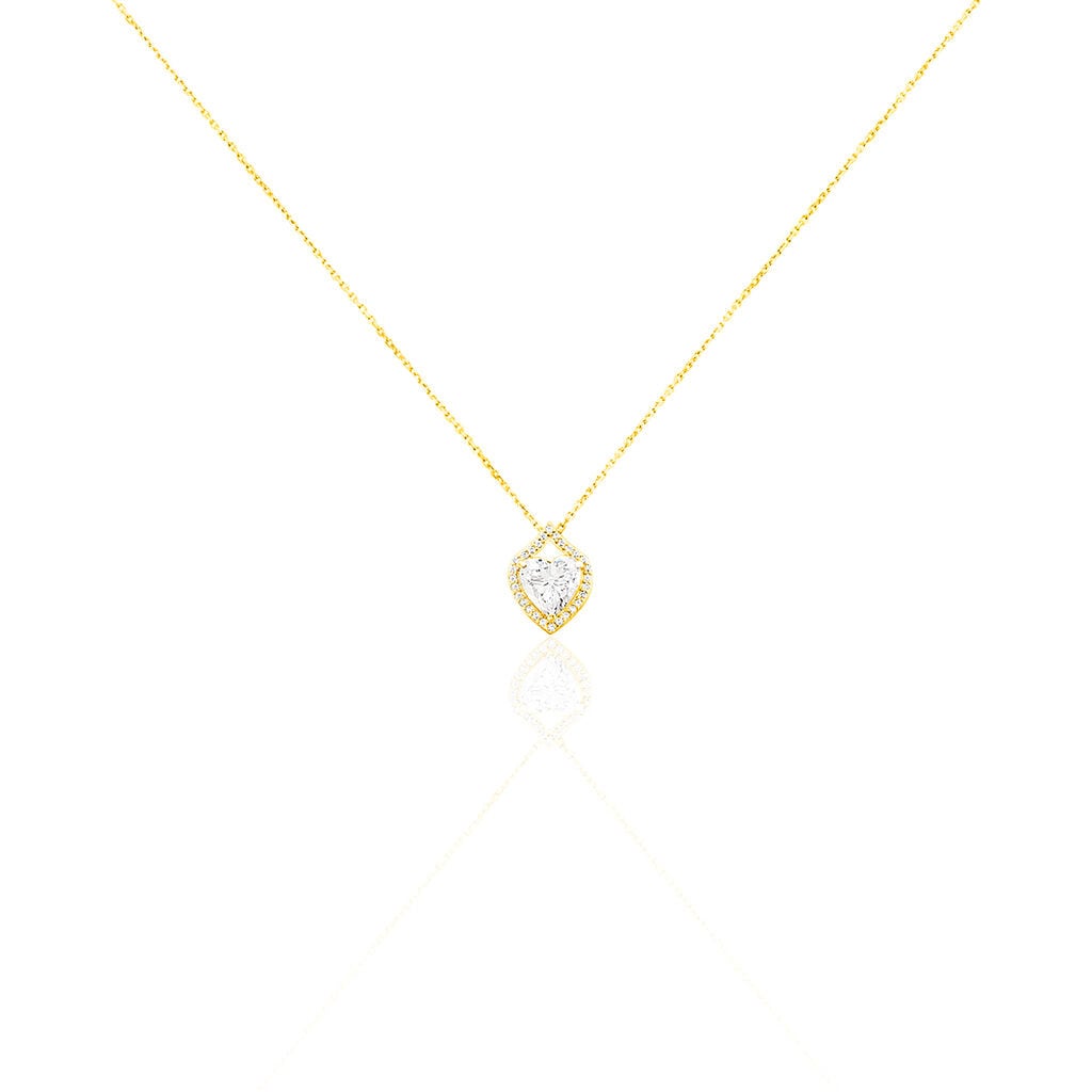 🦚 Damen Collier Gold 375 Zirkonia Herz Herz, Collier mit Stein Unkategorisiert online kaufen