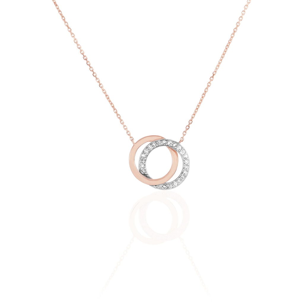 🦚 Damen Collier Gold Bicolor 375 Diamant 0,07ct Kreis Absolu, Collier mit Stein Unkategorisiert online kaufen