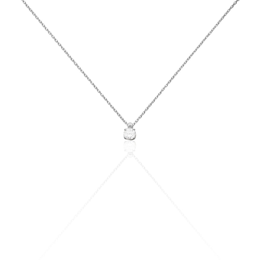 🦚 Damen Collier Weißgold 375 (9 Karat) Zirkonia Weiß 0,940 ct Kreis, Collier mit Stein Unkategorisiert online kaufen