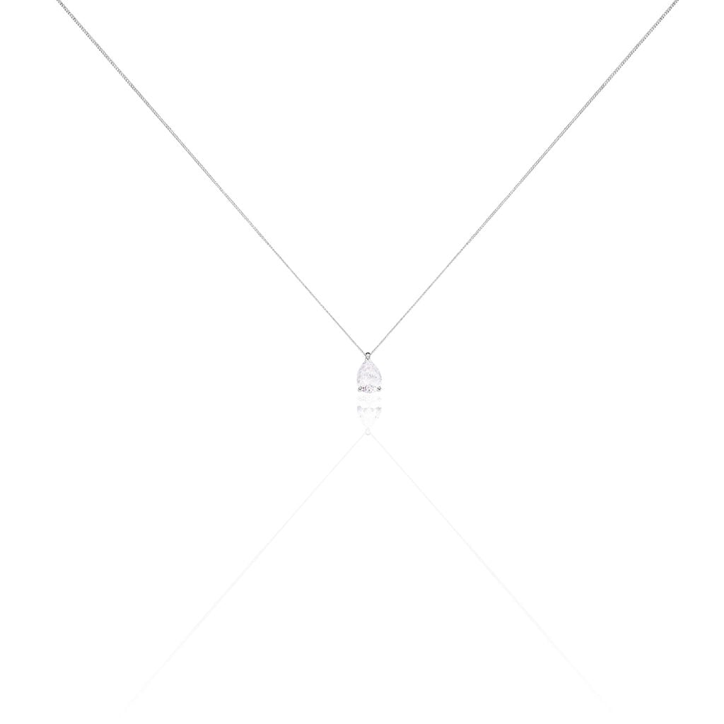 🦚 Damen Collier Weißgold 375 (9 Karat) Zirkonia Weiß 1,2 ct Tropfen, Collier mit Stein Unkategorisiert online kaufen