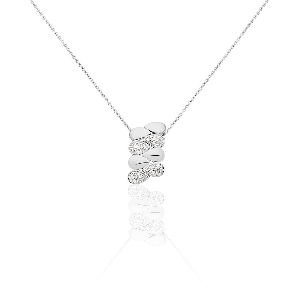 🦚 Damen Collier Weißgold 375 Diamant 0,08ct Blütenblatt Tropfen Burbu, Collier mit Stein Unkategorisiert online kaufen