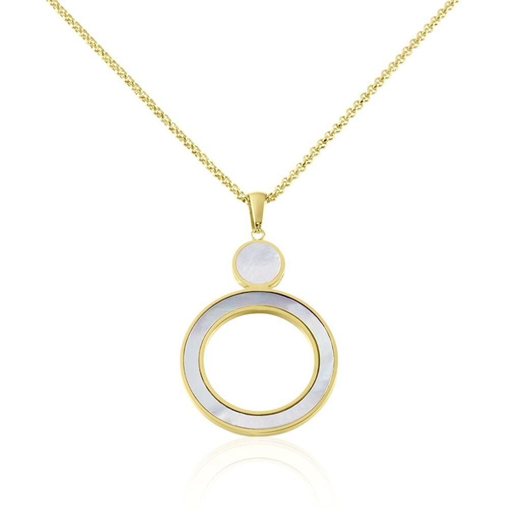 🦚 Damen Halskette Edelstahl Vergoldet Perlmutt, Collier mit Stein Unkategorisiert online kaufen