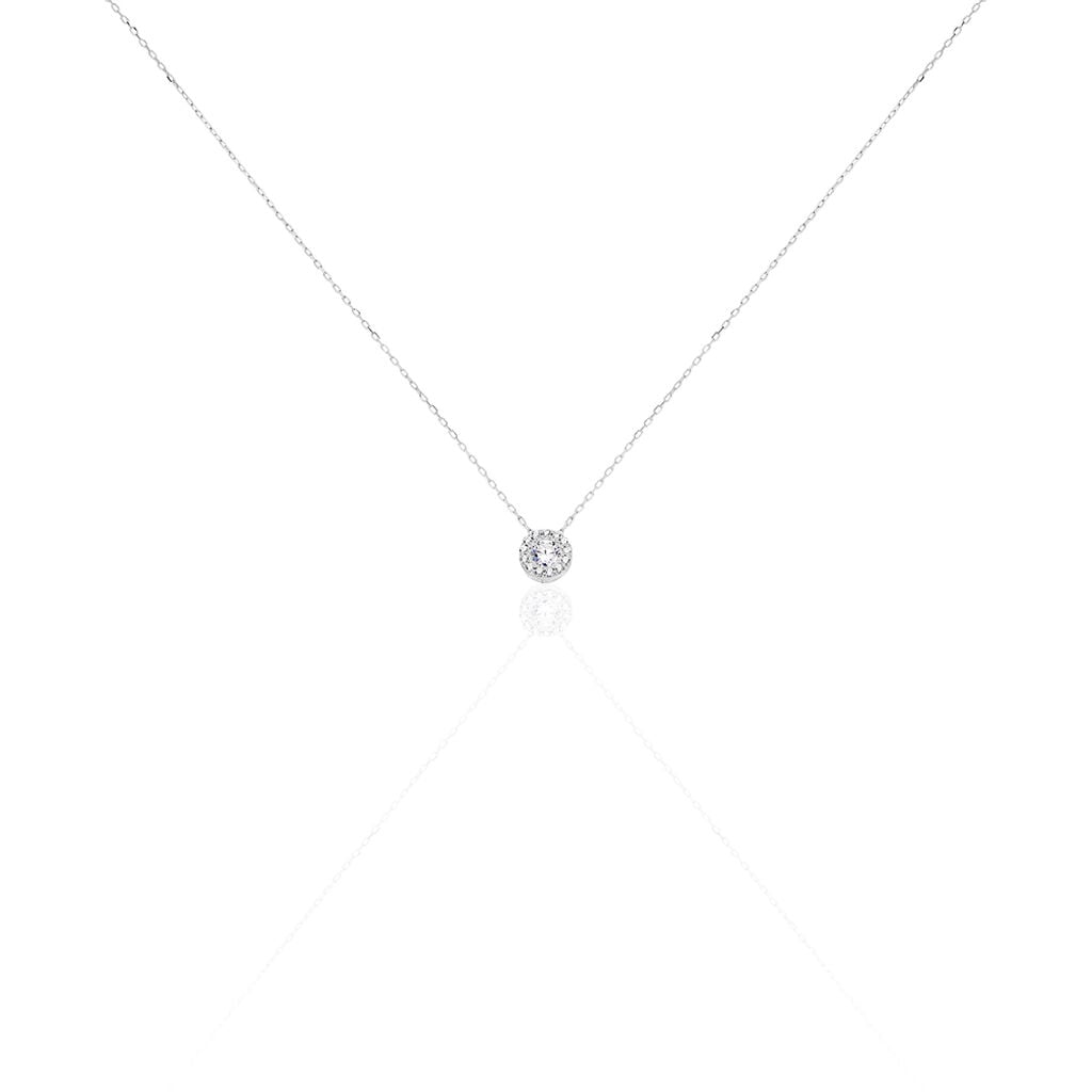 🦚 Damen Halskette Weißgold 375 Zirkonia, Collier mit Stein Unkategorisiert online kaufen