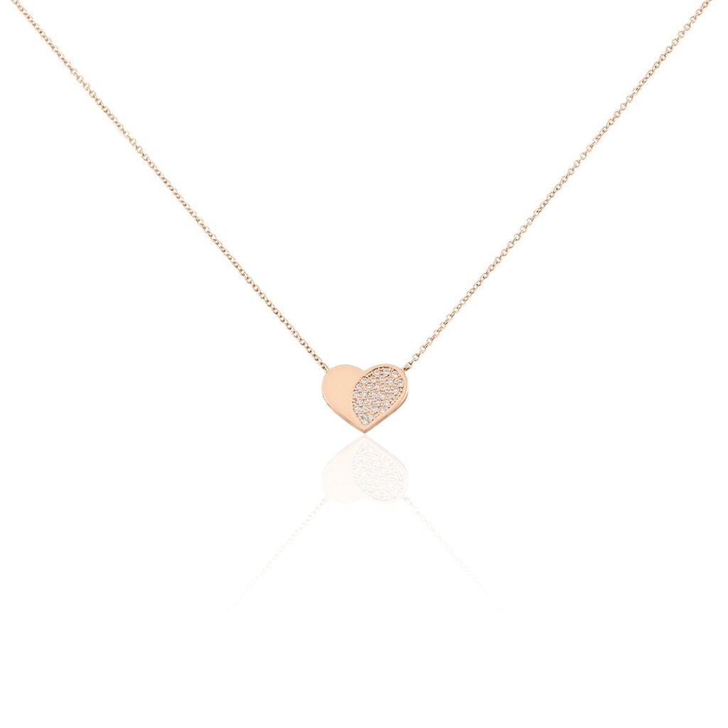 🦚 DEVENA Damen Collier Silber rosevergoldet 925 Zirkonia Weiß Herz, Collier mit Stein Unkategorisiert online kaufen