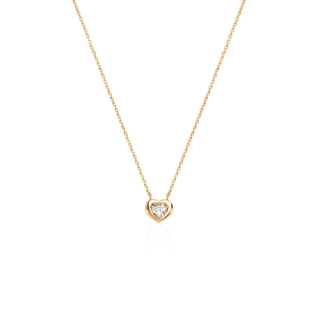 🦚 DINA Damen Collier Vergoldet Zirkonia Weiß Herz, Collier mit Stein Unkategorisiert online kaufen