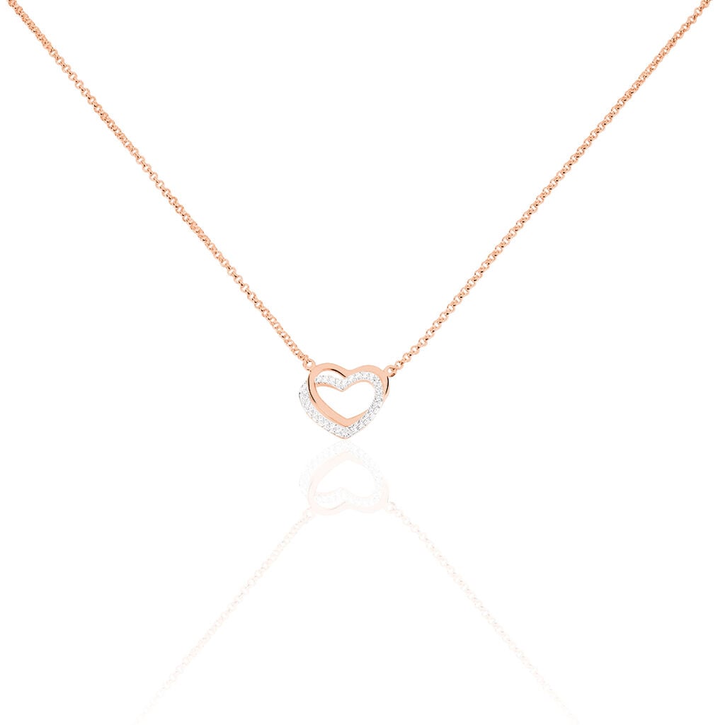 🦚 EMONA Damen Collier Silber rosevergoldet 925 Zirkonia Weiß Doppelherz, Collier mit Stein Unkategorisiert online kaufen 🦚 EMONA Damen Collier Silber rosevergoldet 925 Zirkonia Weiß Doppelherz, Collier mit Stein Unkategorisiert online kaufen