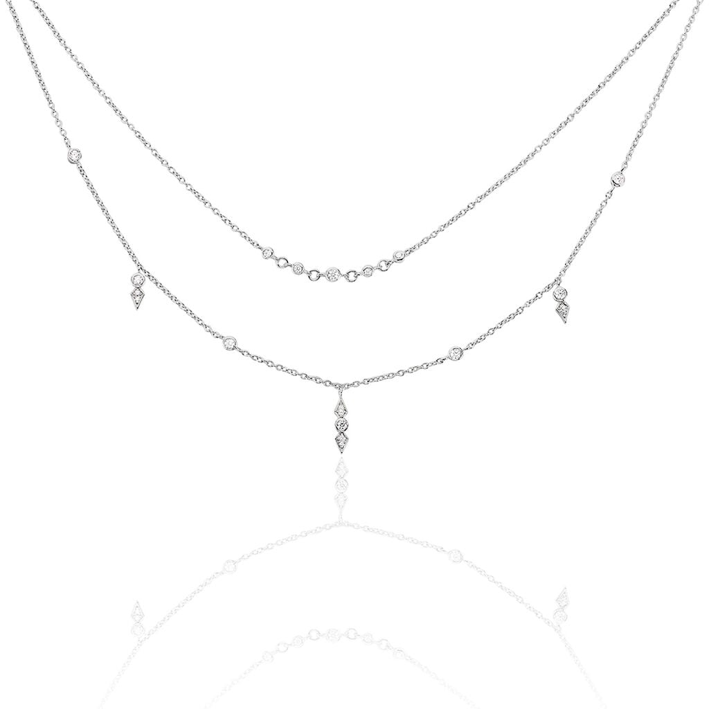 🦚 JULIA 2 Damen Collier Silber 925 Zirkonia Weiß 0,13 ct, Collier mit Stein Unkategorisiert online kaufen