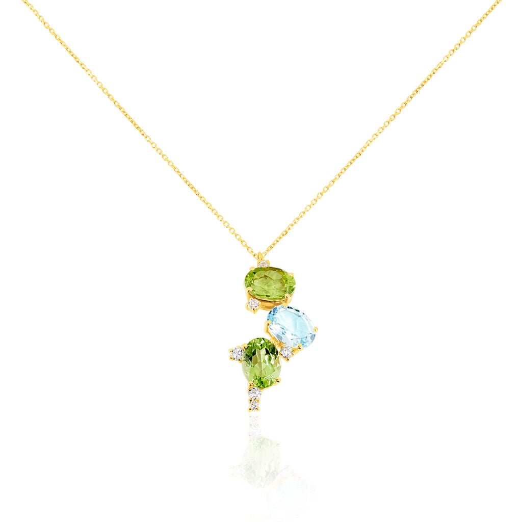 🦚 LAYLA 1 Damen Collier Gold 375 (9 Karat) Peridot Grün 4,4 ct Oval, Collier mit Stein Unkategorisiert online kaufen