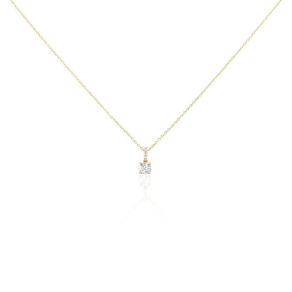 🦚 PAULINA Damen Collier Silber vergoldet 925 Zirkonia Weiß 1,35 ct B 1,15 mm, Collier mit Stein Unkategorisiert online kaufen