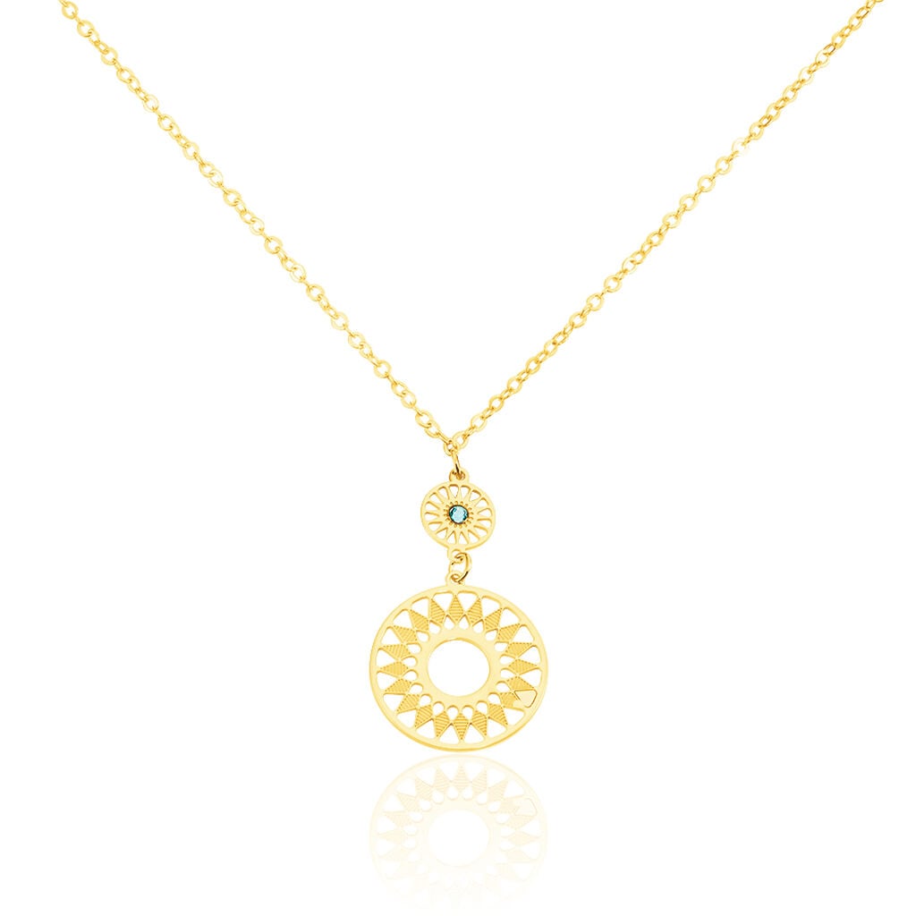 🦚 SOLE Damen Collier Gold 375 (9 Karat) Zirkonia Türkis Kreis, Collier mit Stein Unkategorisiert online kaufen 🦚 SOLE Damen Collier Gold 375 (9 Karat) Zirkonia Türkis Kreis, Collier mit Stein Unkategorisiert online kaufen
