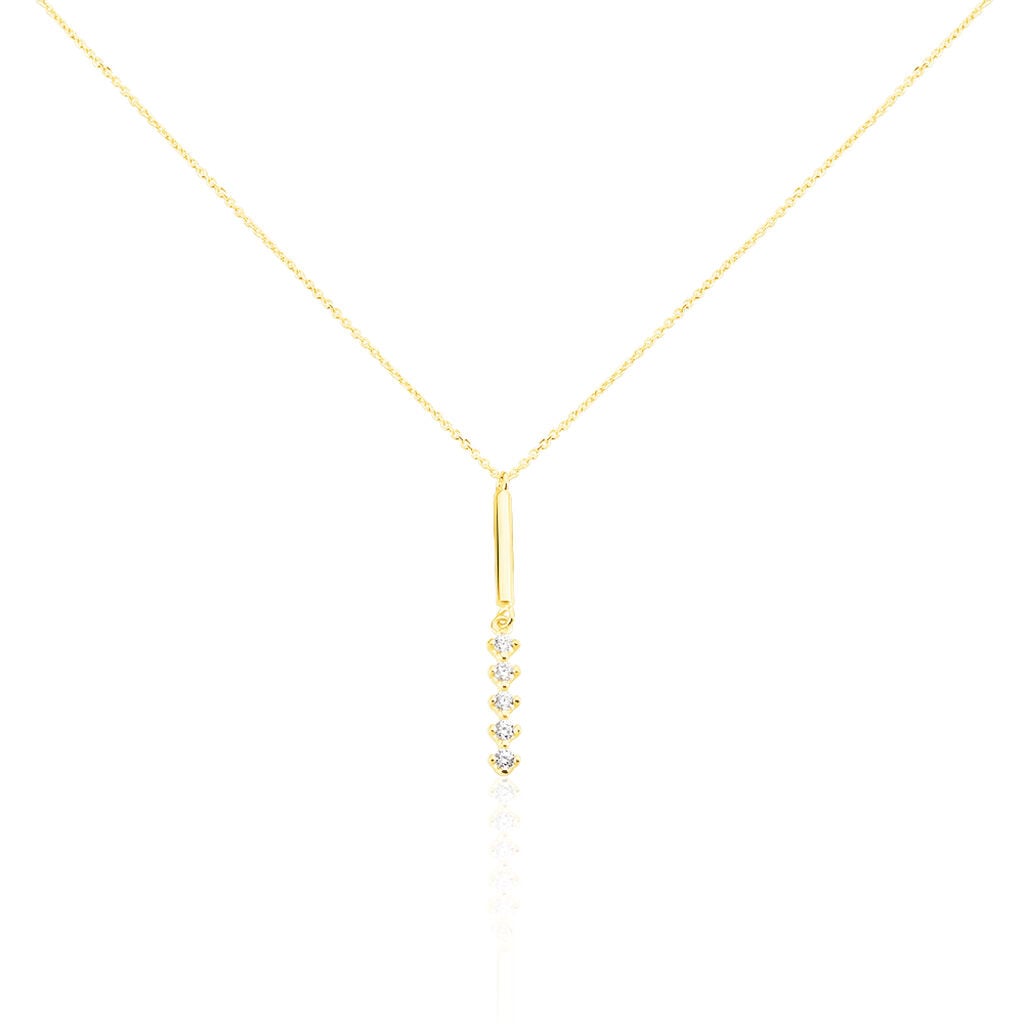 🦚 STARRY Damen Collier Gold 375 (9 Karat) Zirkonia Weiß, Collier mit Stein Unkategorisiert online kaufen
