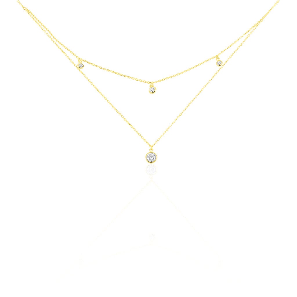 🦚 TINI Damen Collier Gold 375 (9 Karat) Zirkonia Weiß B 0,25 mm, Collier mit Stein Unkategorisiert online kaufen