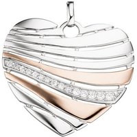JOBO Herzanhänger Anhänger Herz, 925 Silber roségold vergoldet bicolor mit Zirkonia silberfarben Unkategorisiert online kaufen