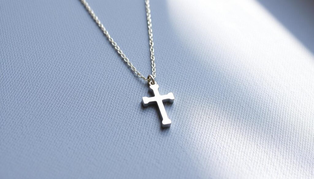 Schlichte Silber Kreuzkette im Alltag