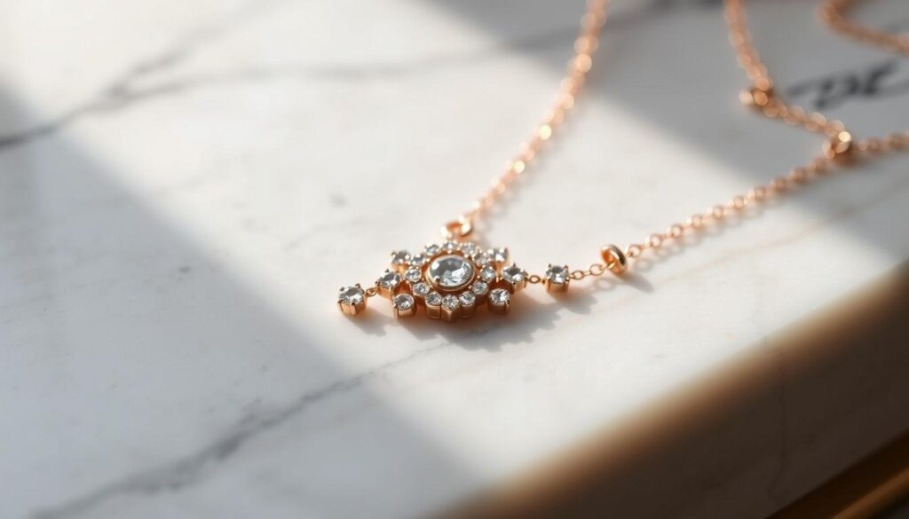 Rosegold Kette mit Edelsteinen