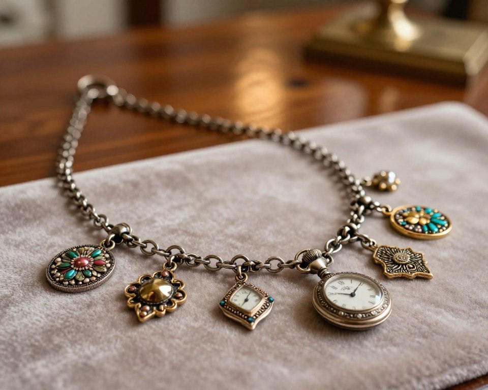Dekorative Uhrenkette mit Anhängern